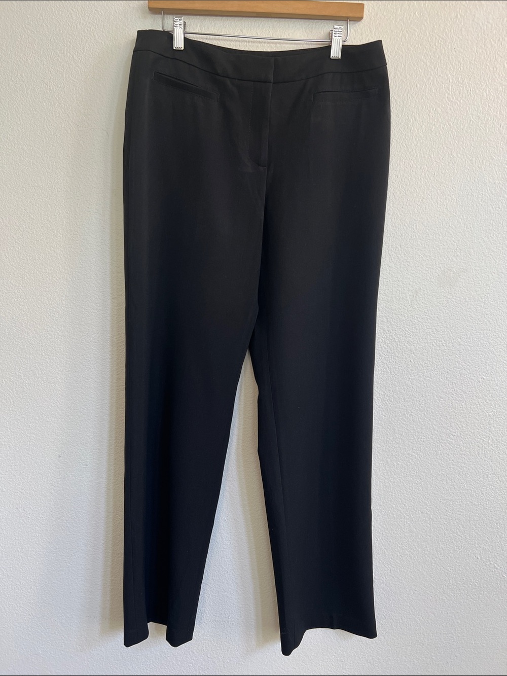 ANNE KLEIN Trousers Pants High-Rise Wide-Leg Front Welt Pockets Black Women's 10